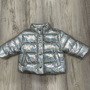 Janie & Jack Shimmering Silver Puffer Jacket